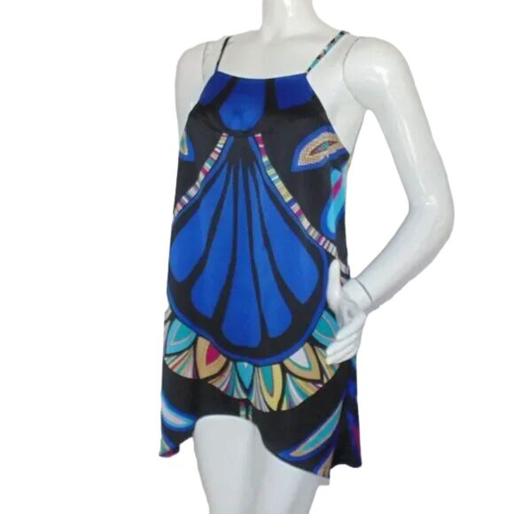 NICOLE Cami/Ultra Mini Dress, S, Bold print, Spag Straps, Hi-low, Knotted back - Picture 3 of 15
